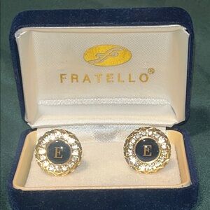 Fratello Gold and Black Initial Cuff Links